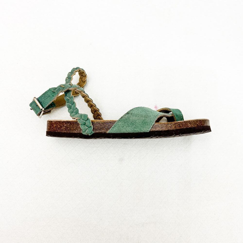Muk Luks Braided Strap Sandals Green/Blue Suede Leather Sandal Size 8 - Picture 5 of 5